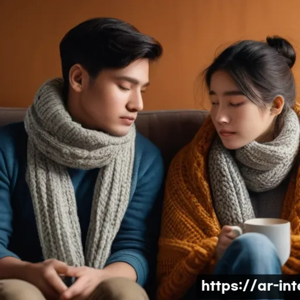 갑상선 기능 저하증 증상 - **Prompt:** A cozy indoor scene featuring an adult individual (gender-neutral, fully clothed in warm...