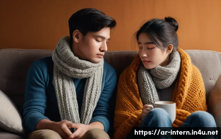 갑상선 기능 저하증 증상 - **Prompt:** A cozy indoor scene featuring an adult individual (gender-neutral, fully clothed in warm...